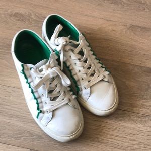 Green & white Tory Burch sneakers, 7.5 fits an 8!